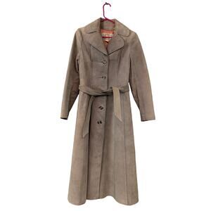 Vintage Lantry Leather Vintage Trench Coat Grey Pink Made in Canada - Suede